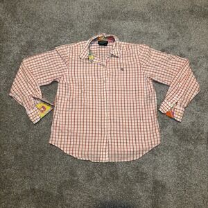 Lauren Ralph Lauren Button Up Shirt Women Small White Red Checked 100% Cotton